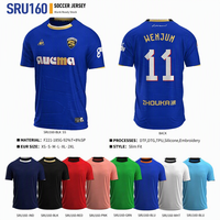 Expédition rapide, maillot de football en jacquard avec impression par transfert thermique, prêt à être expédié, respirant, évacuant l'humidité, maillot de football pour homme