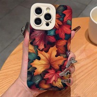 Belle feuille d'érable impression pupille oeil Pro caméra trou TPU housse de téléphone portable pour Iphone 17 8 X Xr Xs 11 12 13 14 15 16 Pro Max