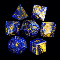Nouvel ensemble de 7 dés de jeu Dungeons&Dragons en lapis-lazuli, dés à facettes multiples en pierre naturelle pour DND RPG
