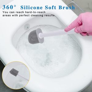 Nuevo juego de escobilla de baño ecológica de PP para montar en la pared con soporte y cepillos de limpieza de silicona - Product Image 2