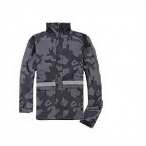 Set Impermeabile per Adulti, <span class=keywords><strong>Giacca</strong></span> <span class=keywords><strong>e</strong></span> Pantaloni Antipioggia Riflettenti per Emergenze <span class=keywords><strong>e</strong></span> Attività all'Aperto, Nero, Due Pezzi - Product Image 1