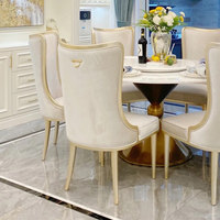 Table à manger en marbre de style européen simple et élégante, table de luxe légère, table tournante pour la maison, table de restaurant, chaise