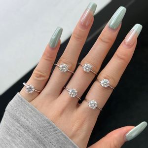 Dylam Classic Design Fine Fashion Jewelry Women S925 Silver Rhodium Plated <b>Circle</b> 7mm 5A Cubic Zirconia Wedding Promise <b>Rings</b> - Product Image 3