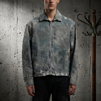 Blouson Bomber en Jean Denim pour Homme, Style Streetwear, Délavé Foncé, Coupe Oversize, Décontracté, Tendance Urbaine, Automne, Polyester/Coton Tricoté