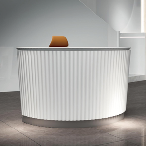 Tùy Chỉnh Đá Cẩm Thạch Cái Nhìn Bàn Tiếp Tân Nhà Máy OEM Đồ Nội Thất Văn Phòng Gỗ Bàn Tiếp Tân Với Tường Trở Lại Thiết Kế - Product Image 2