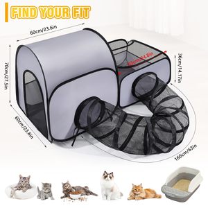 Draagbare Kattenbox Met Surround <span class=keywords><strong>Tunnel</strong></span> Voor Huisdieren Binnenshuis Omsloten Opvouwbare Kattentunnel Duurzame Oxford Doek Kattenbox - Product Image 2
