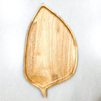 Assiette de service en bois en forme de feuille, faite à la main, design minimaliste, couleur unie, pour les occasions festives