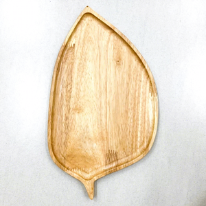 Assiette de service en bois en forme de feuille, faite à la main, design minimaliste, couleur unie, pour les occasions festives - Product Image 4