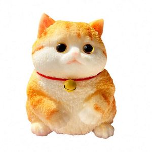 Jouet anti-stress mignon en forme de chat orange biomimétique, solide, petit animal, cadeau pour les enfants de 8 à 13 ans - Product Image 4