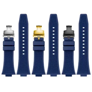 Nouveaux bracelets en Silicone pour hommes à dégagement rapide 12mm avec boucle papillon bracelet de montre en caoutchouc gaufré pour montre Tissot Prx 40mm