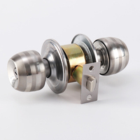 Raccords de meubles antiques en acier inoxydable argent or salle de bains porte en bois bouton rond boule serrure cylindrique avec clé