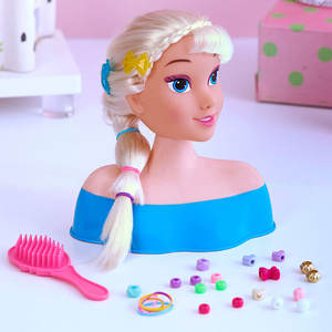 Tête de mannequin en PVC de haute qualité de 48 cm - Perles, élastiques et brosse pour la pratique de la coiffure des enfants, le jeu quotidien et les cadeaux - Product Image 1