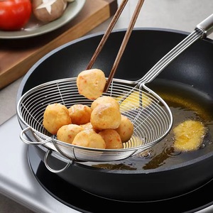 Stainless Steel Oil Strainer With Handle Single Double Hook Deep Fryer Noodle Strainer Household Restaurant Type - Product Image 1