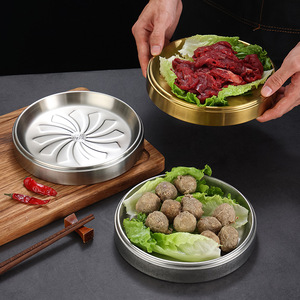 304 Stainless Steel Preparation Tray Round Gold-Colored Thick Non-Slip Multi-Function Serving Tray For Hotel Meals - Product Image 2