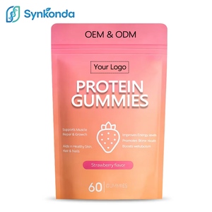 Gomitas de Proteína Vegetal, Nutrición Deportiva, Suplemento de Proteína Diario, Endulzado Naturalmente con Sabor a Fresa, Gomitas Veganas para Piel, Cabello y <span class=keywords><strong>Uñas</strong></span> - Product Image 1