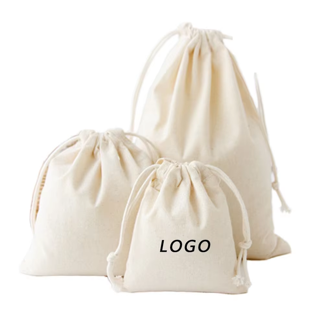 Eco-friendly Reusable Cotton Drawstring Bag Ideal for Shopping and Storage