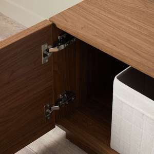 AJUNION <strong>Dark</strong> Walnut Entertainment Unit Compact Apartment Living Room <strong>TV</strong> Cabinet Media Console Table <strong>TV</strong> <strong>Stand</strong> with 3 Cabinets - Product Image 6