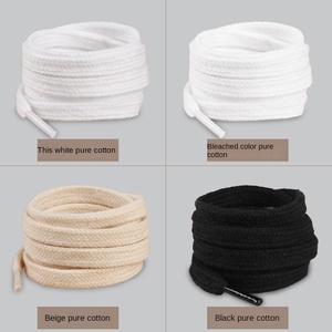 Lacets plats double couche en tissu de coton, couleur blanc cassé et noir, pour baskets YNBG Kw24, style <span class=keywords><strong>années</strong></span> <span class=keywords><strong>70</strong></span>, pour modèles bas et hauts, adaptés aux hommes et aux femmes - Product Image 2