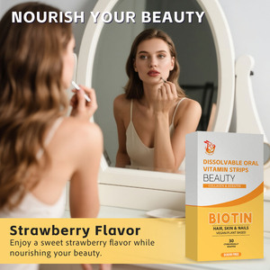 Bandes buvables OEM ODM sans sucre, véganes, à la biotine, saveur fraise, à dissolution rapide, pour la beauté et la nutrition des femmes, à prendre quotidiennement - Product Image 5