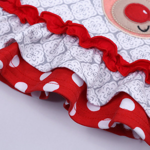 Ropa Infantil Navideña de Boutique al por Mayor, Conjunto para Niñas, Lindo Top de Manga Larga con Estampado de Alce + Pantalones a Rayas - Product Image 4