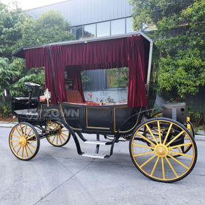 Voiture électrique royale vintage ZOWN à 4 roues, en velours noir et rouge, style européen, pour mariages et visites touristiques, capacité 4-6 personnes - Product Image 2