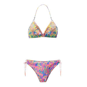 Set bikini con stampa multicolor, top con laccetti e slip con laccetti laterali SQ66989 Taglia 42 44 46 48 - Product Image 2