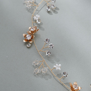 Vignes de cheveux de mariée perles de cristal fleur accessoires de cheveux de mariage diadème casque pour demoiselle d'honneur première <span class=keywords><strong>Communion</strong></span> - Product Image 5