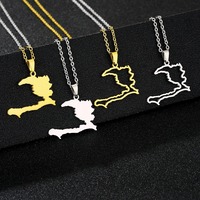 Collier en acier inoxydable plaqué or 18 carats, couleur Haïti, pour homme et femme, pendentif géométrique personnalisé en acier titane, collier de couple