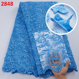 2848 nuovo arrivo Applique pizzo con perline e pietre per le donne abito ricamato 3D Tulle francese tessuto di pizzo - Product Image 4