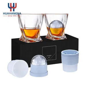 Juego de vasos de whisky de cristal trenzado antiguo de 9 oz, caja de regalo para cóctel escocés, ron, coñac, licor de Vodka