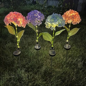 Lampe solaire LED en forme de fleur d'hortensia pour décoration de jardin extérieur, indice de protection IP65, télécommande DC, éclairage de pelouse et de cour - Product Image 2