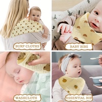 Bavoir en coton multifonctionnel imprimé animal mignon Bavoir triangle multicolore à quatre couches pour filles et enfants Design de serviette dégoulinante