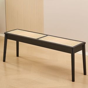 Chaise de salle à manger en bois avec assise en rotin tressé, design contemporain pour salle à manger - Meubles écologiques pour la maison - Product Image 2