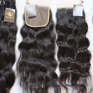 Cheveux vierges indiens bruts 4x45x56x67x7 Fermeture de dentelle HD transparente Cheveux vierges à cuticule alignée 13x413x6 Paquets de dentelle frontale Hd - Product Image 3