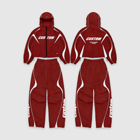 Ensemble de survêtement de jogging sportif personnalisé noir respirant à fermeture éclair avec bande réfléchissante coupe-vent en nylon pour hommes