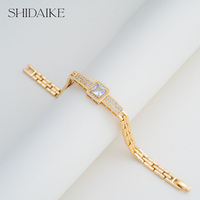 Bracelet tennis unique pour femme en laiton plaqué or 18 carats, zircon taille princesse, motif floral, bijoux de mode pour soirée, boutique, cuivre
