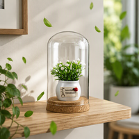 Support de bougie en verre de haute qualité pour la vente en gros, avec rose éternelle sous cloche en verre