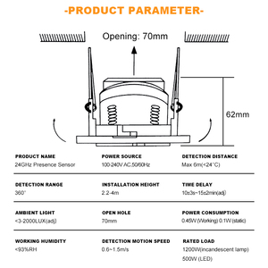 Ac110v 220V độ nhạy cao 360 độ trần gắn điều chỉnh 24 gam sự hiện diện của con người cảm biến chiếm cảm biến - Product Image 2
