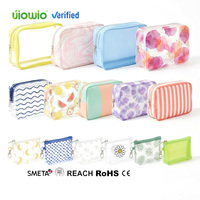 Sac de maquillage transparent en PVC personnalisé UIOWIO, imperméable, avec fermeture éclair, pour voyages, rangement de cosmétiques