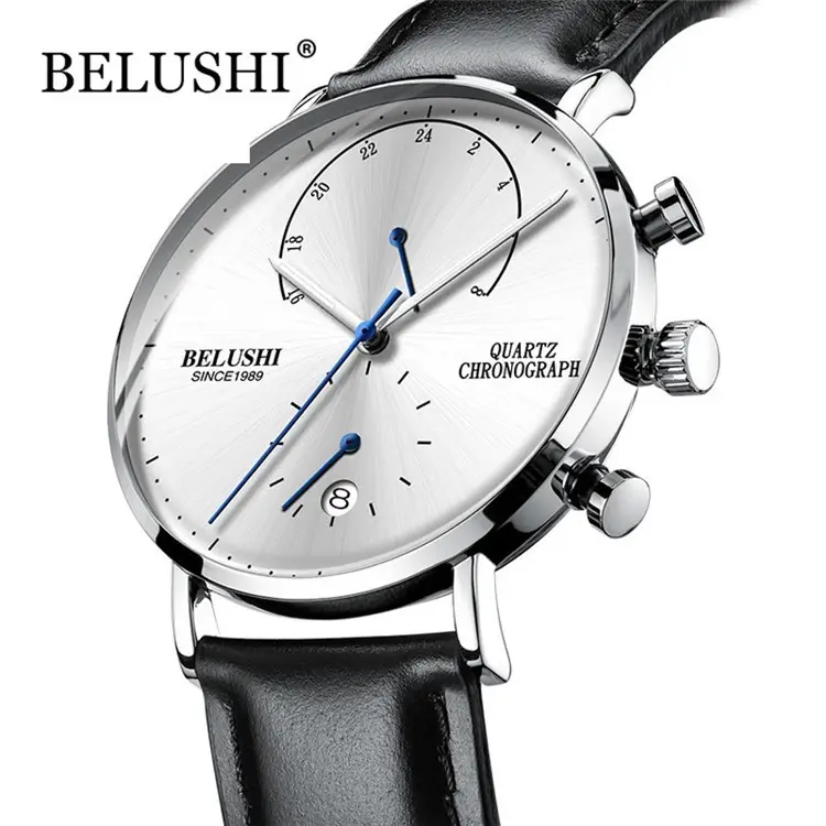 Водонепроницаемые часы belushi с кожаным ремешком, тонкие кварцевые повседневные деловые мужские наручные часы от лучшего бренда Belushi, мужские часы 2018