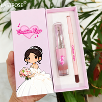 Coffret Cadeau Végétalien Marque Privée 2 en 1 Rouge à Lèvres Liquide Mat et Crayon à Lèvres Pigmenté Longue Tenue