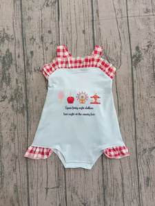 GSSO2544 Tenues d'été personnalisées pour petite fille, imprimé bleu, vêtements pour enfants en gros, ensemble de vêtements pour fille à manches courtes - Product Image 6