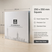 Service d'impression de brochures d'entreprise 250x250mm avec estampage à chaud argenté sur papier spécial et reliure parfaite