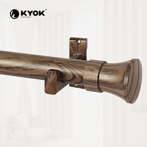 Barra de Cortina KYOK Moderna de Metal con Textura de Madera, Resistente, 25 kg, Polea Suave para Cortinas Opacas Gruesas, Oficina, Cocina, Sala de Estar - Product Image 2