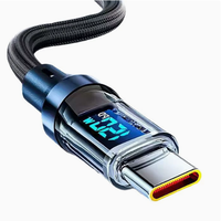 Câble de charge rapide transparent intelligent à affichage numérique 120W 5A/6A, câble de charge rapide tressé pour téléphones mobiles