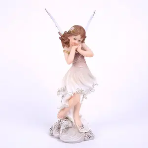 2021 Nieuwe Ontwerp Hot Selling Resin Gevleugelde Engel Fairy Wit Home Decor Bruiloft Souvenir Mascotte Licht Lunxury Speelgoed Beeldjes