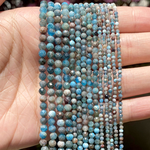 AsVrai U 2 34mmナチュラルファセットブルーアパタイトジェムストーンルーズスペーサービーズ、ジュエリー作りDIYブレスレットイヤリングアクセサリー - Product Image 2