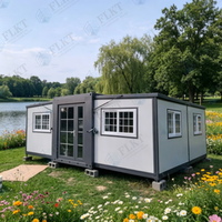 Maison conteneur extensible de luxe préfabriquée FLKT à double aile, grand espace, 3 chambres, pour vie familiale moderne et hôtel