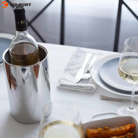 Seau à glace cylindrique en acier inoxydable 304 personnalisé pour une bouteille, avec couvercle et pince, 1,6 L, refroidisseur de bière/vin, vente en gros