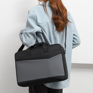 Durable Oxford Waterproof Shoulder <b>Laptop</b> Bag Messenger Briefcase Handheld Men Black Grey New Travel Use Polyester <b>Laptop</b> Bag - Product Image 5